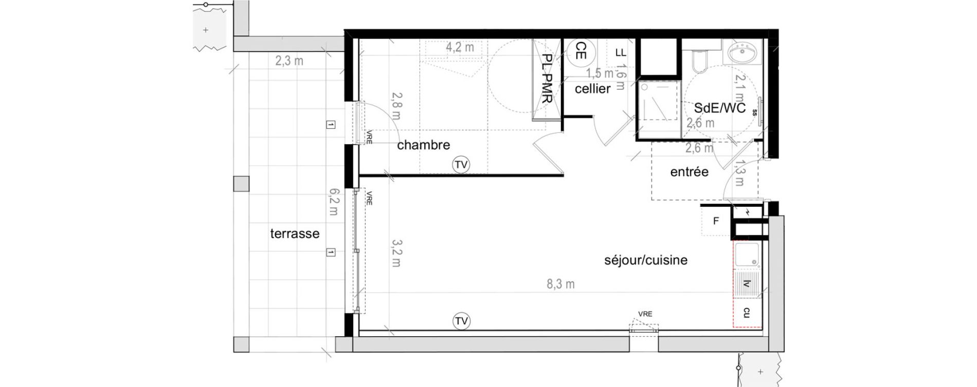 Appartement T2 de 48,55 m2 &agrave; Saint-Aun&egrave;s Les ch&acirc;taigniers