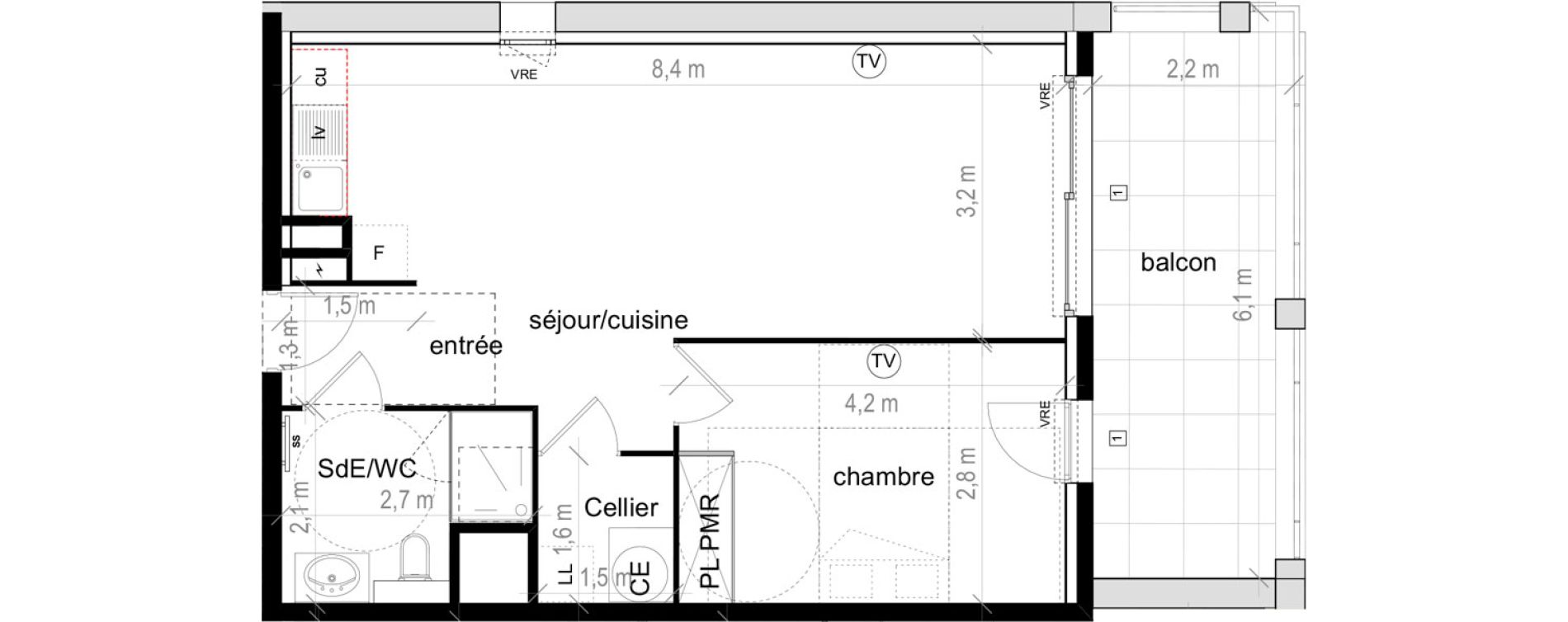 Appartement T2 de 49,05 m2 &agrave; Saint-Aun&egrave;s Les ch&acirc;taigniers