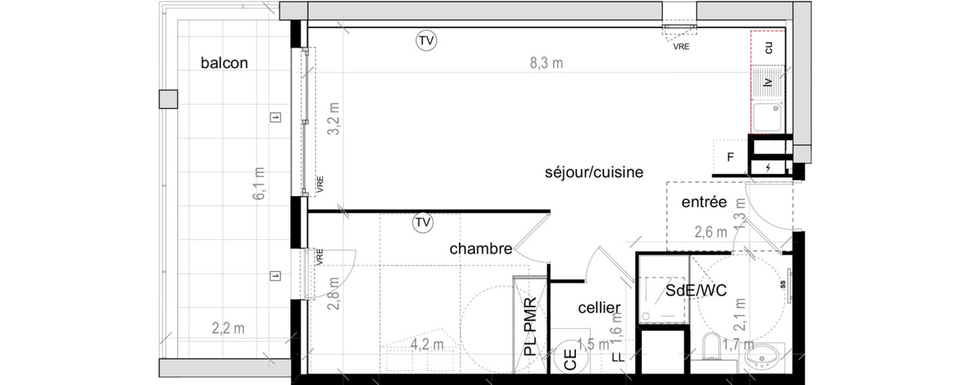 Appartement T2 de 48,90 m2 &agrave; Saint-Aun&egrave;s Les ch&acirc;taigniers