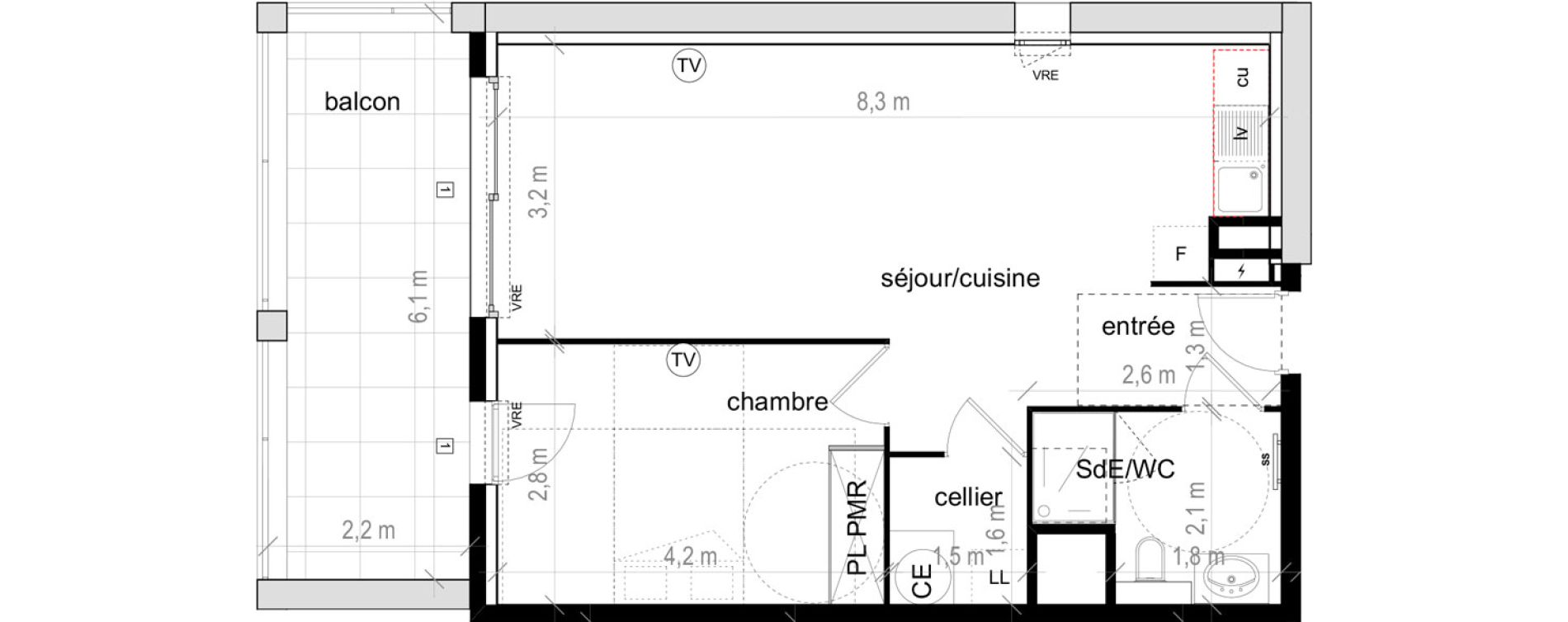 Appartement T2 de 48,90 m2 &agrave; Saint-Aun&egrave;s Les ch&acirc;taigniers