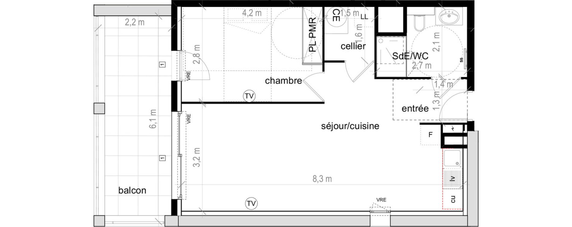 Appartement T2 de 48,90 m2 &agrave; Saint-Aun&egrave;s Les ch&acirc;taigniers