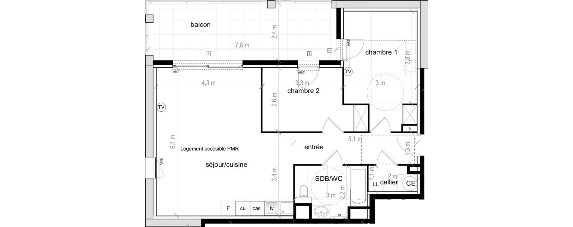 Appartement T3 de 69,60 m2 &agrave; Saint-Aun&egrave;s Les ch&acirc;taigniers