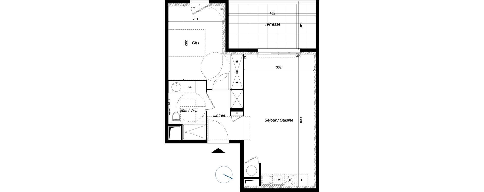 Appartement T2 de 47,03 m2 &agrave; Saint-Aun&egrave;s Centre