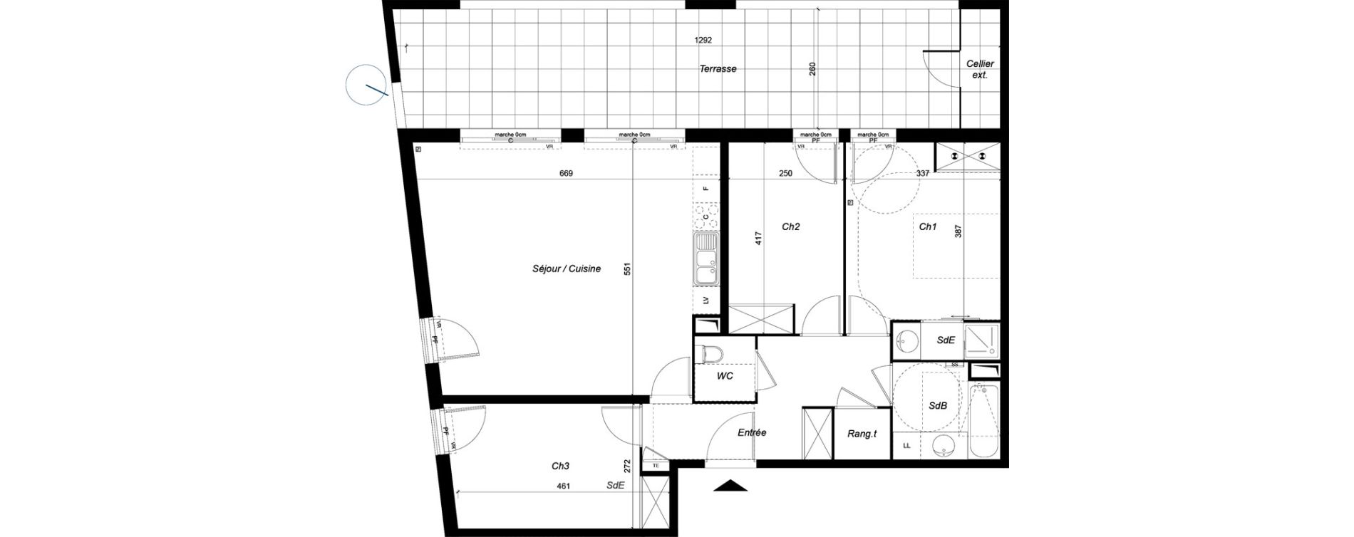 Appartement T4 de 88,90 m2 &agrave; Saint-Aun&egrave;s Centre