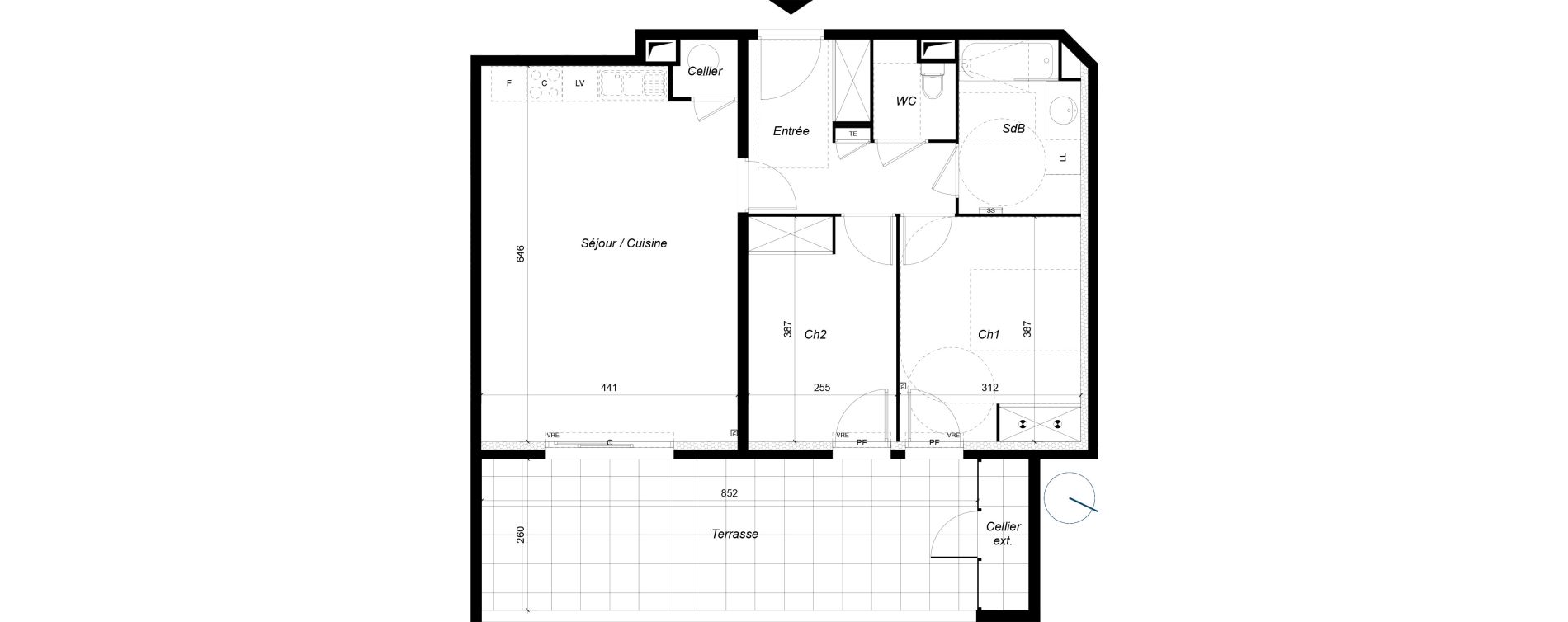 Appartement T3 de 66,77 m2 &agrave; Saint-Aun&egrave;s Centre