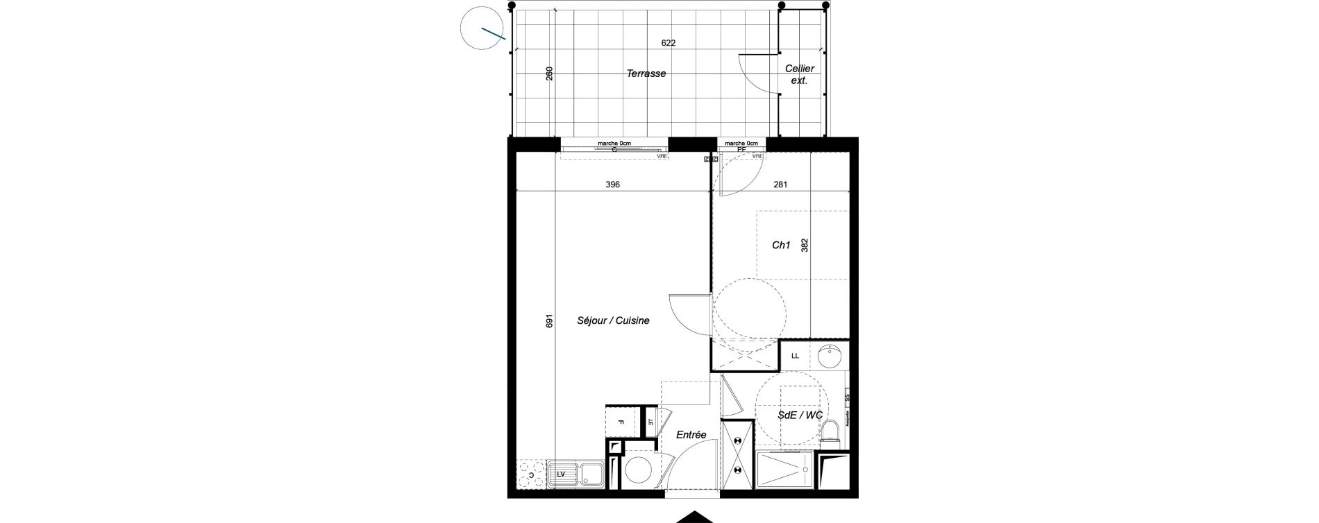 Appartement T2 de 45,33 m2 &agrave; Saint-Aun&egrave;s Centre