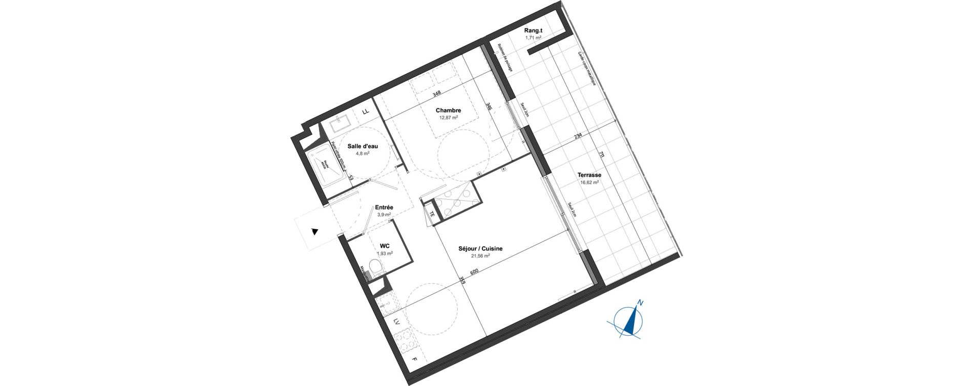 Appartement T2 de 45,06 m2 &agrave; Saint-Aun&egrave;s Les ch&acirc;taigniers