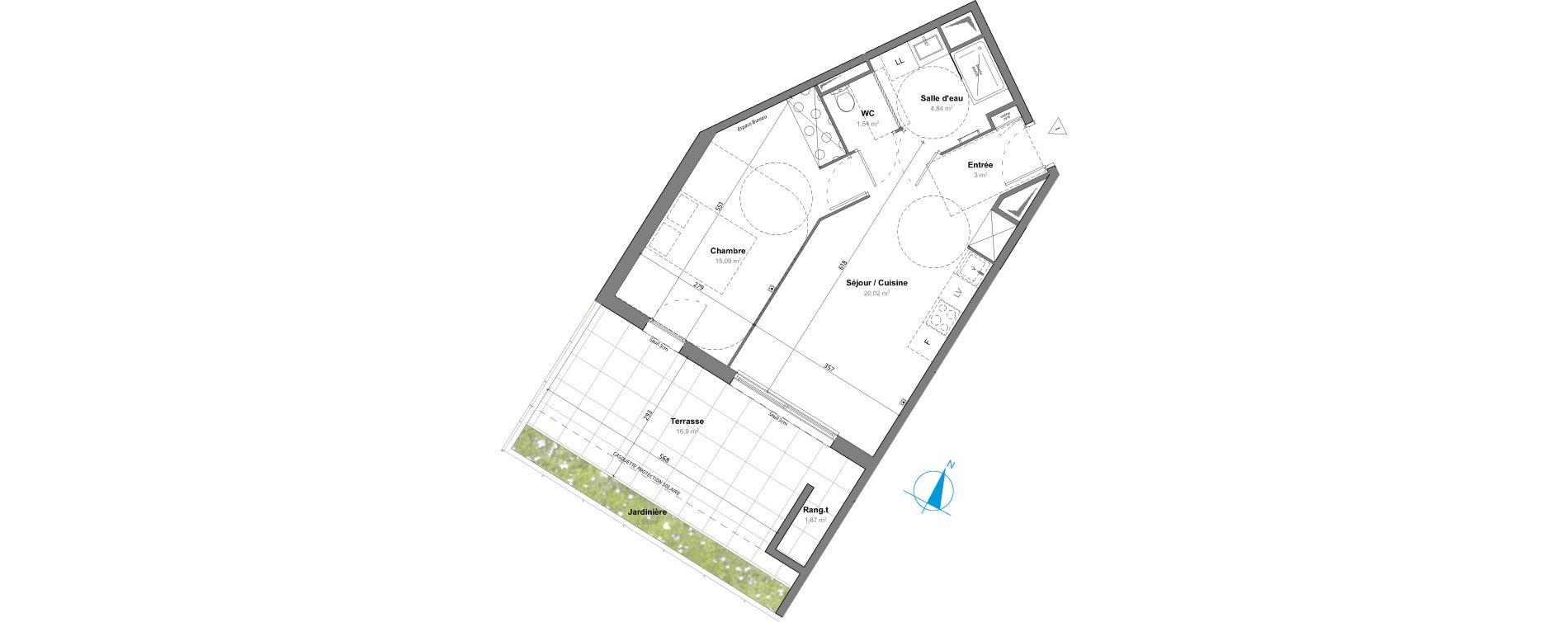 Appartement T2 de 44,49 m2 &agrave; Saint-Aun&egrave;s Les ch&acirc;taigniers