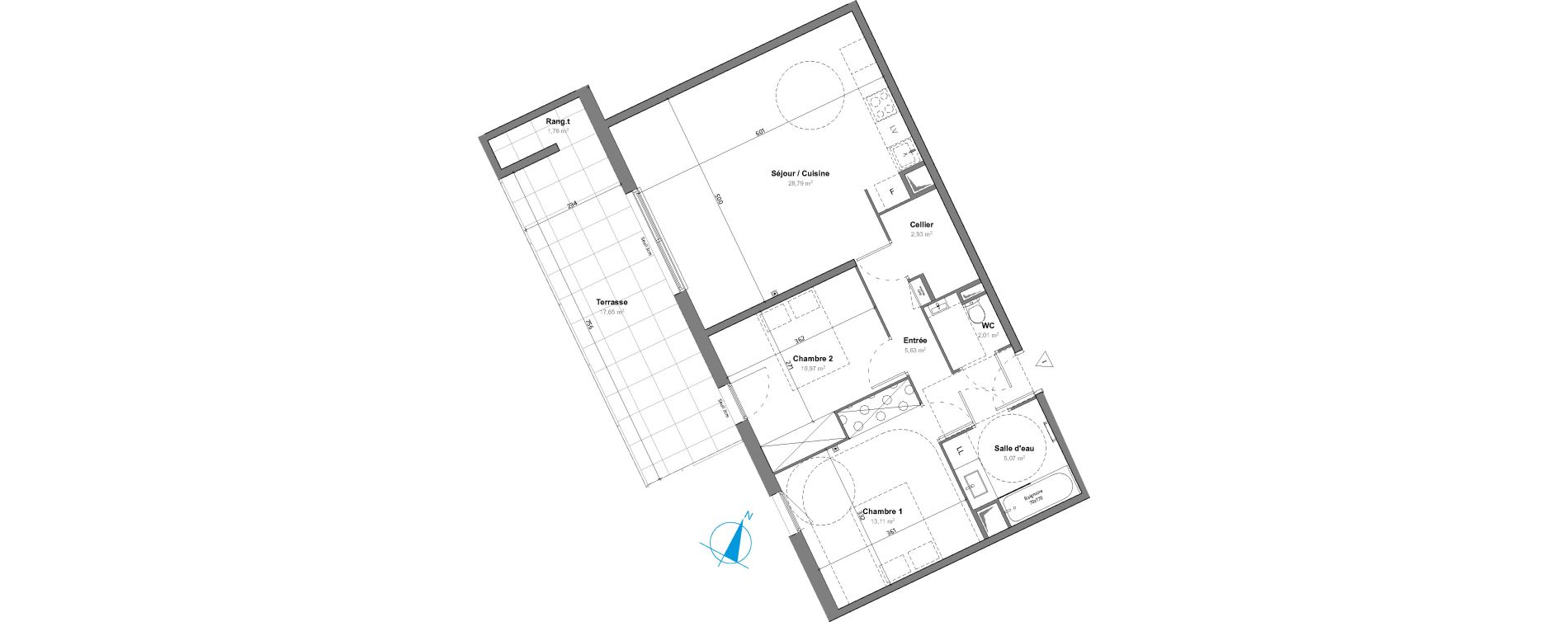 Appartement T3 de 68,51 m2 &agrave; Saint-Aun&egrave;s Les ch&acirc;taigniers