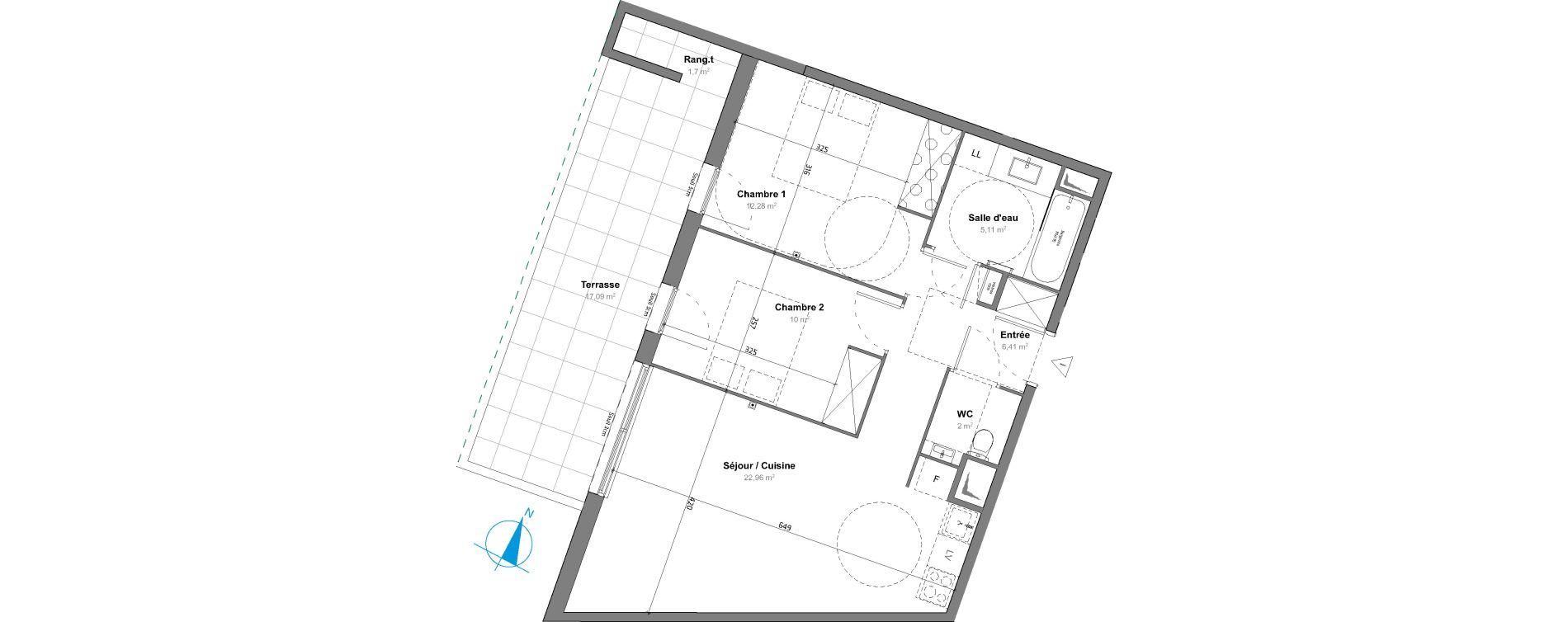 Appartement T3 de 58,76 m2 &agrave; Saint-Aun&egrave;s Les ch&acirc;taigniers