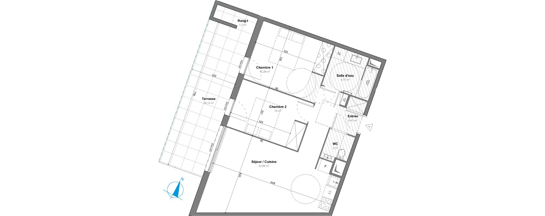 Appartement T3 de 58,76 m2 &agrave; Saint-Aun&egrave;s Les ch&acirc;taigniers