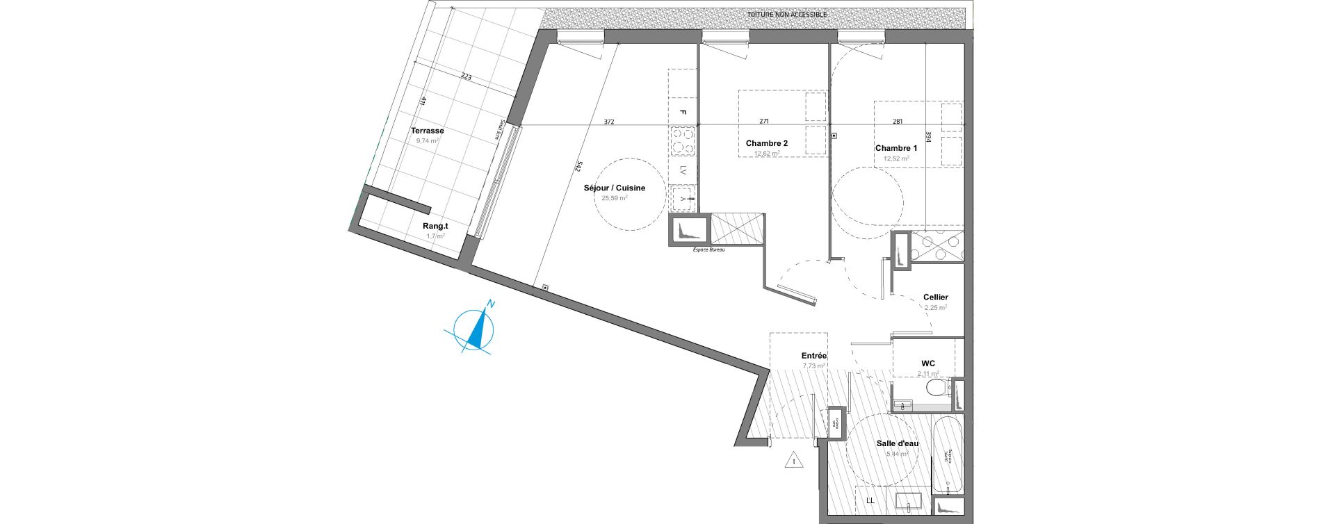 Appartement T3 de 68,26 m2 &agrave; Saint-Aun&egrave;s Les ch&acirc;taigniers