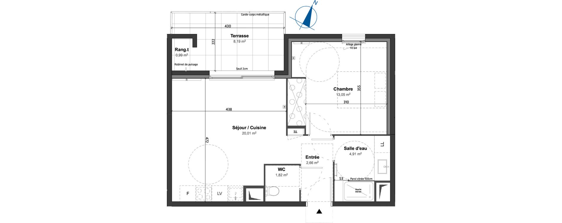 Appartement T2 de 42,45 m2 &agrave; Saint-Aun&egrave;s Les ch&acirc;taigniers