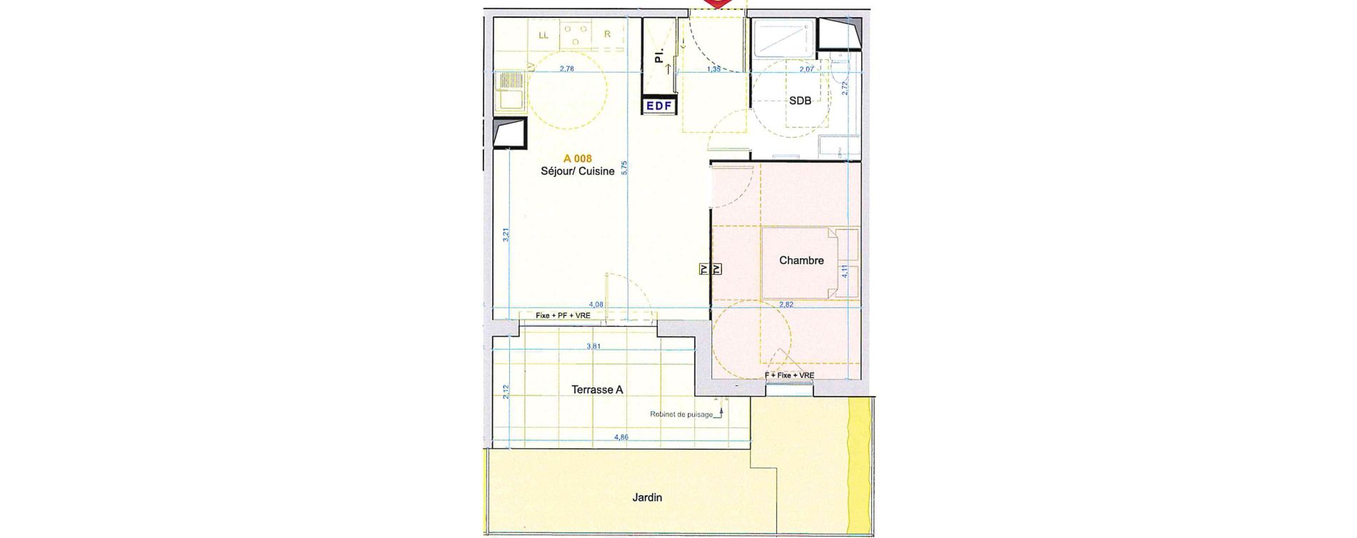 Appartement T2 de 41,35 m2 &agrave; Saint-Aun&egrave;s Centre