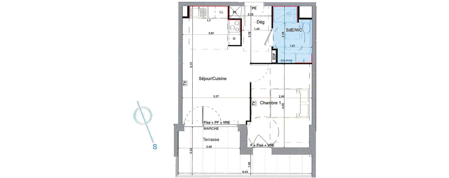 Appartement T2 de 39,29 m2 &agrave; Saint-Aun&egrave;s Centre