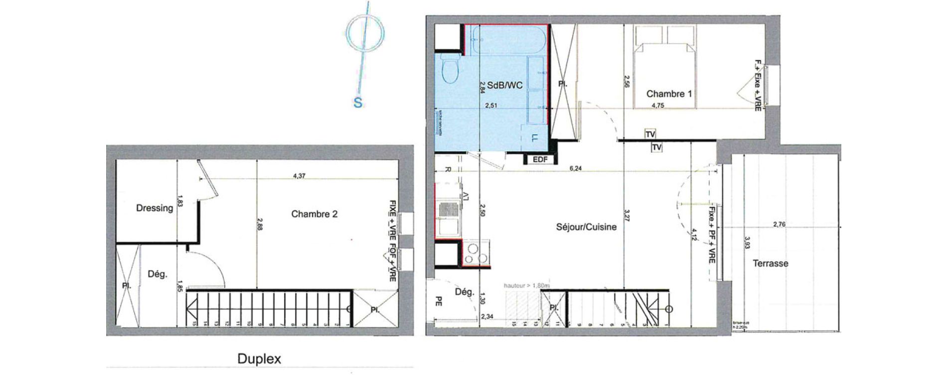Duplex T3 de 64,69 m2 &agrave; Saint-Aun&egrave;s Centre