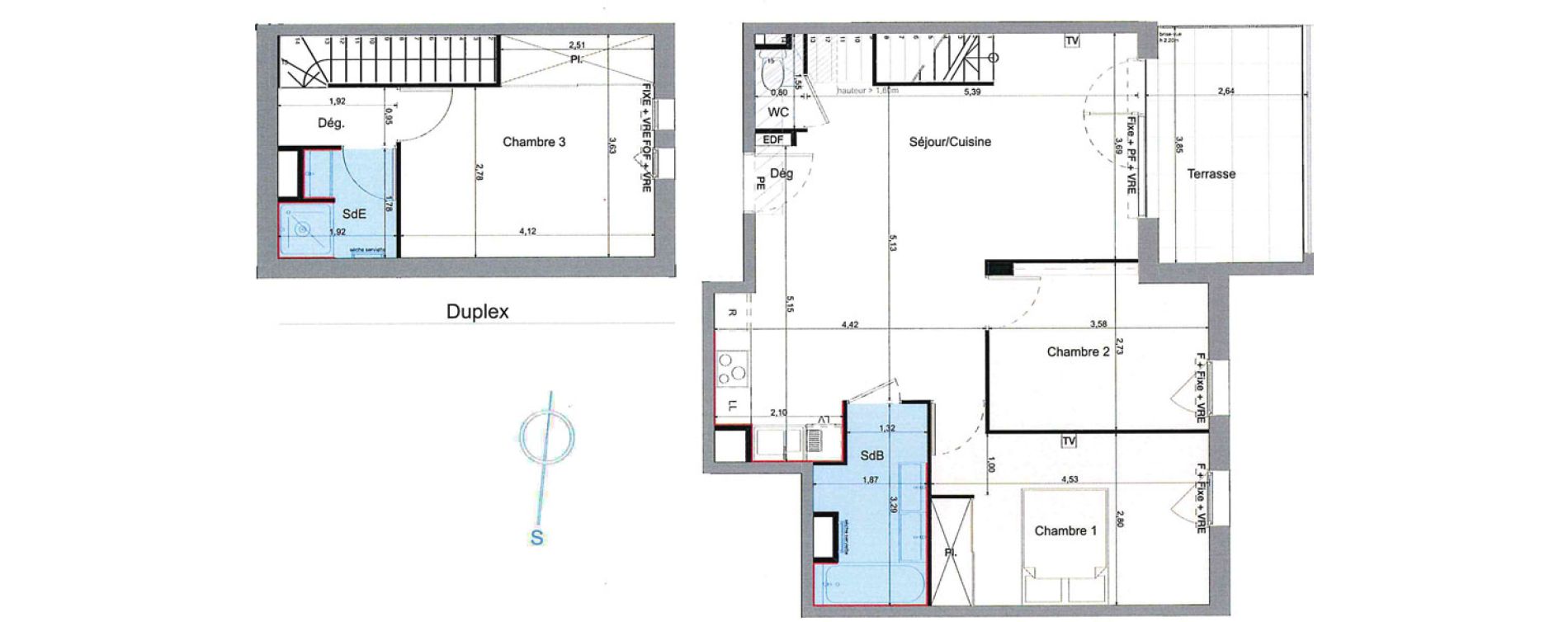 Duplex T4 de 62,61 m2 &agrave; Saint-Aun&egrave;s Centre