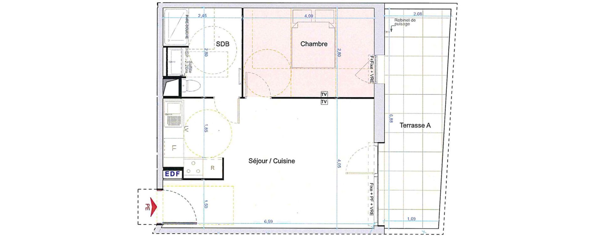 Appartement T2 de 44,13 m2 &agrave; Saint-Aun&egrave;s Centre