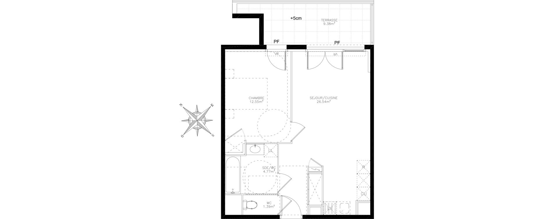 Appartement T2 de 45,25 m2 &agrave; Saint-Br&egrave;s Centre