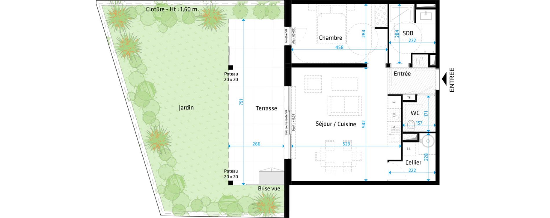 Appartement T2 de 55,00 m2 &agrave; Saint-Cl&eacute;ment-De-Rivi&egrave;re Centre