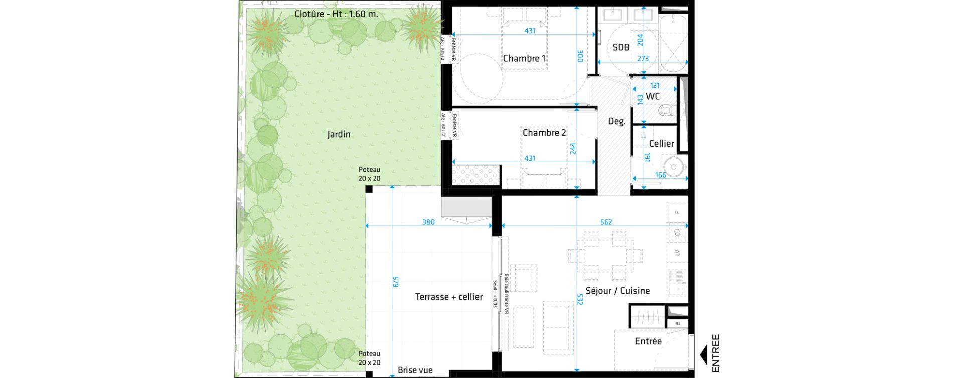Appartement T3 de 66,20 m2 &agrave; Saint-Cl&eacute;ment-De-Rivi&egrave;re Centre
