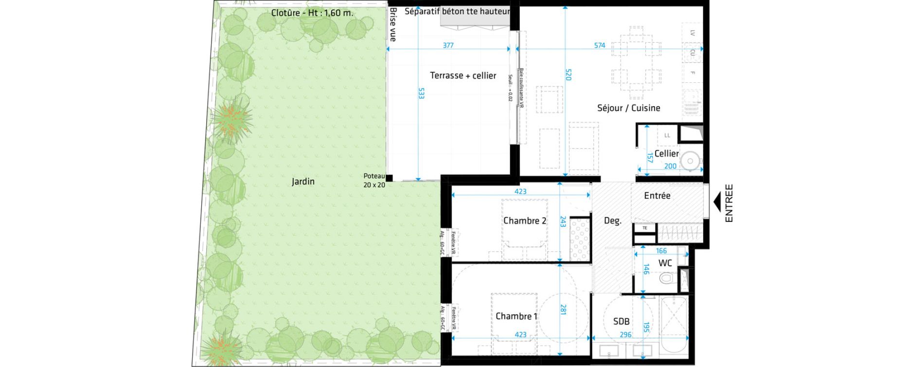 Appartement T3 de 66,30 m2 &agrave; Saint-Cl&eacute;ment-De-Rivi&egrave;re Centre