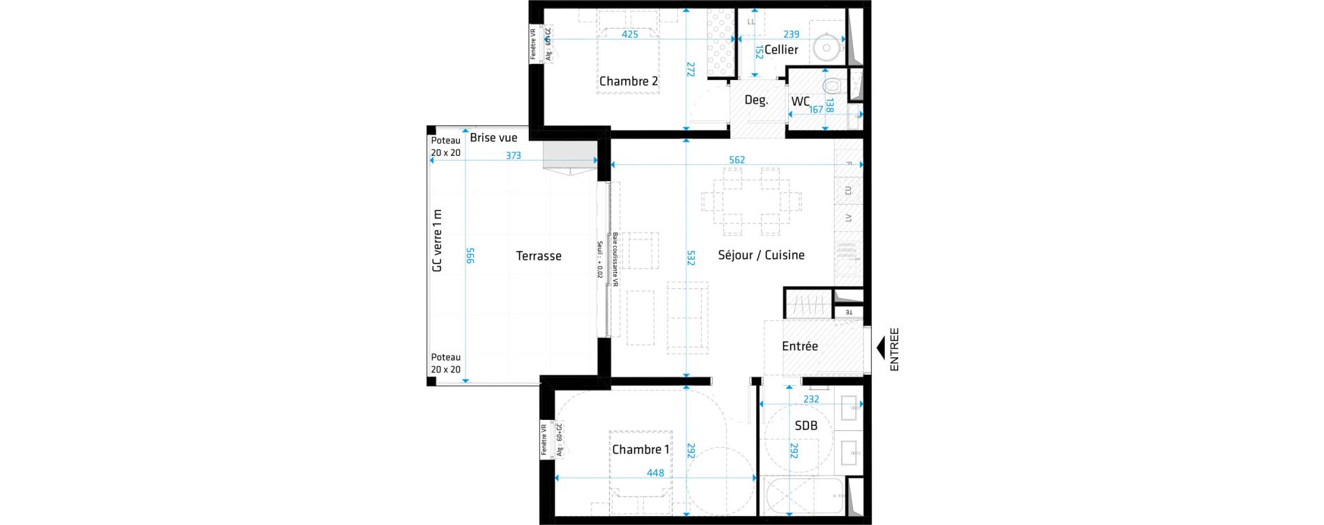 Appartement T3 de 66,70 m2 &agrave; Saint-Cl&eacute;ment-De-Rivi&egrave;re Centre