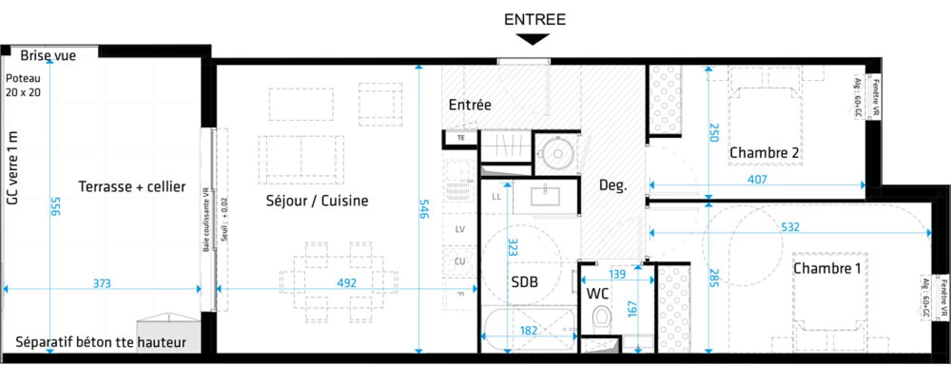 Appartement T3 de 68,10 m2 &agrave; Saint-Cl&eacute;ment-De-Rivi&egrave;re Centre