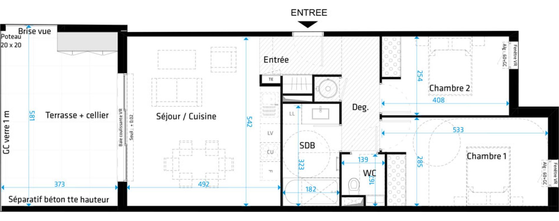 Appartement T3 de 68,10 m2 &agrave; Saint-Cl&eacute;ment-De-Rivi&egrave;re Centre
