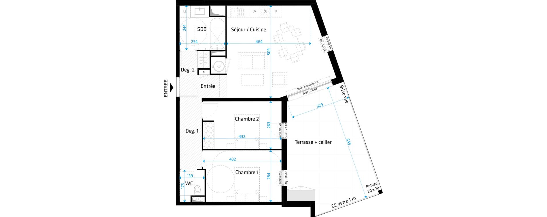 Appartement T3 de 68,80 m2 &agrave; Saint-Cl&eacute;ment-De-Rivi&egrave;re Centre