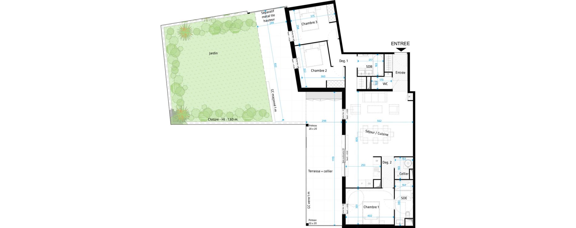 Appartement T4 de 100,20 m2 &agrave; Saint-Cl&eacute;ment-De-Rivi&egrave;re Centre