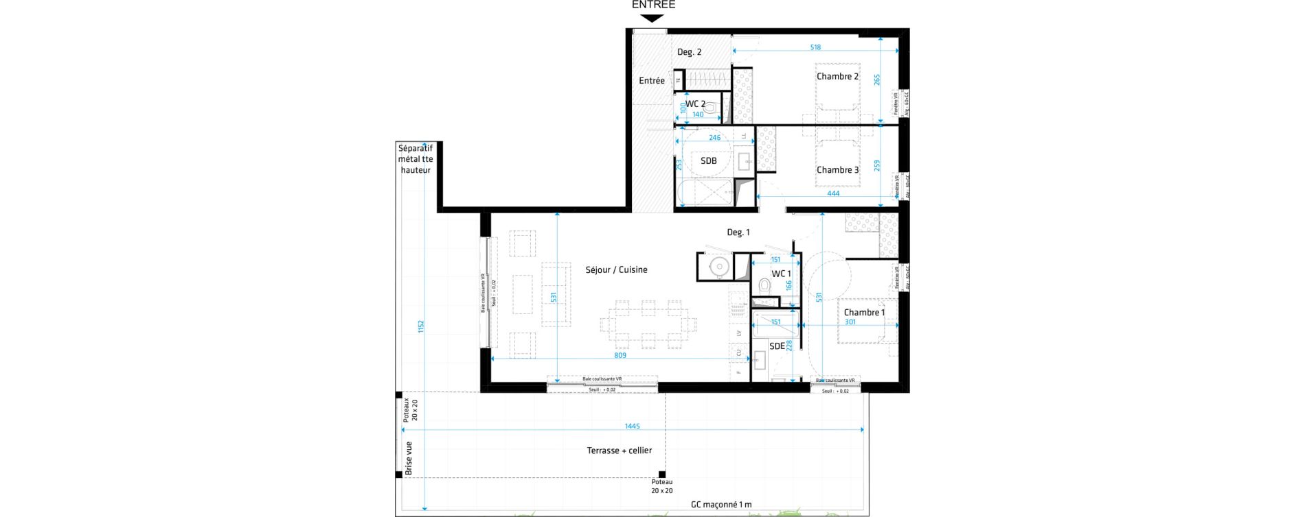 Appartement T4 de 108,80 m2 &agrave; Saint-Cl&eacute;ment-De-Rivi&egrave;re Centre