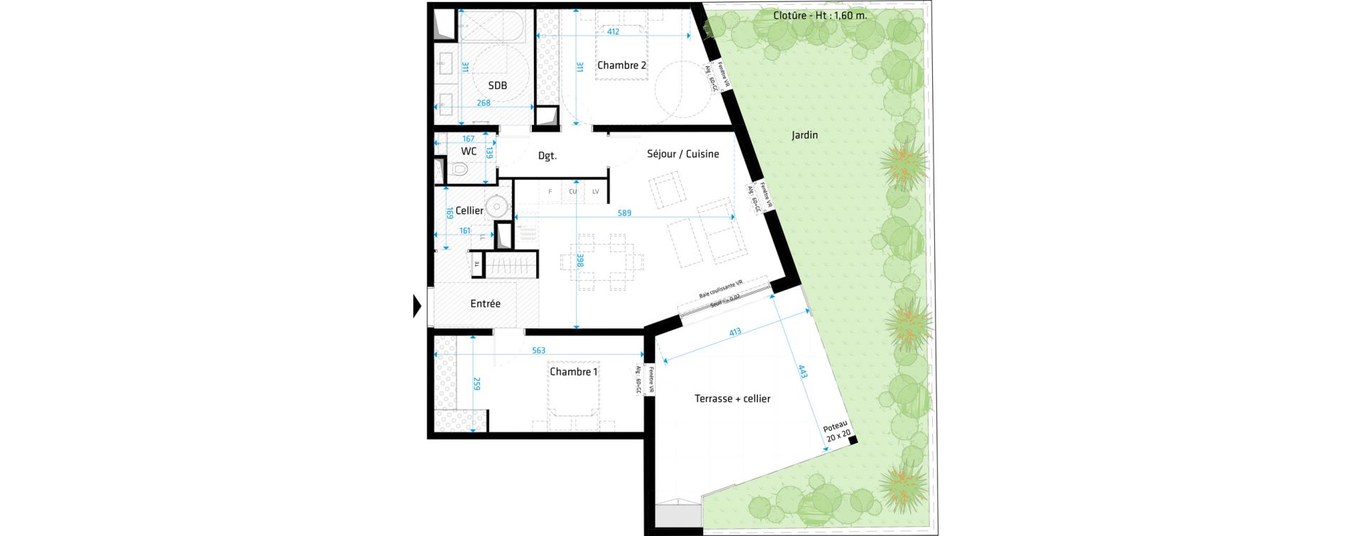 Appartement T3 de 79,00 m2 &agrave; Saint-Cl&eacute;ment-De-Rivi&egrave;re Centre
