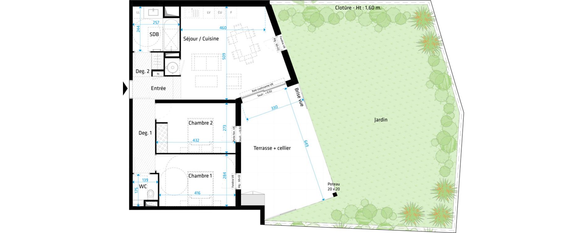Appartement T3 de 68,80 m2 &agrave; Saint-Cl&eacute;ment-De-Rivi&egrave;re Centre
