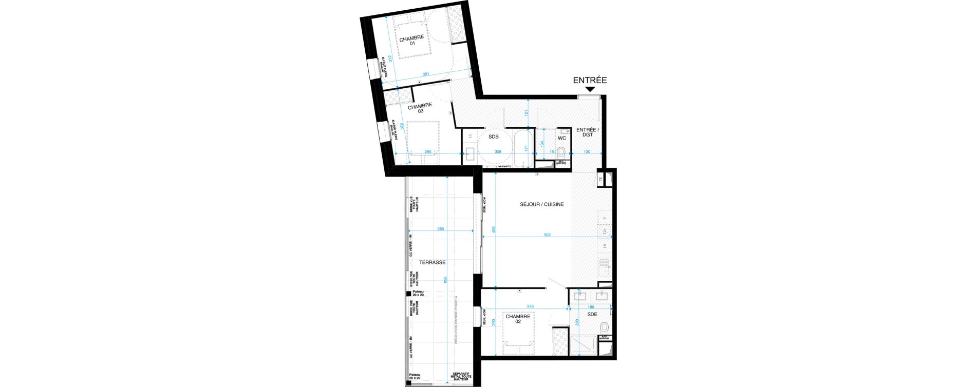 Appartement T4 de 83,50 m2 &agrave; Saint-Cl&eacute;ment-De-Rivi&egrave;re Centre