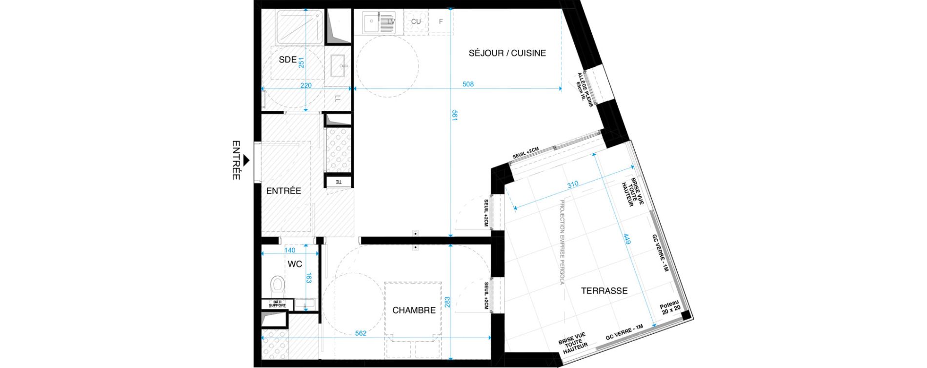 Appartement T2 de 52,90 m2 &agrave; Saint-Cl&eacute;ment-De-Rivi&egrave;re Centre