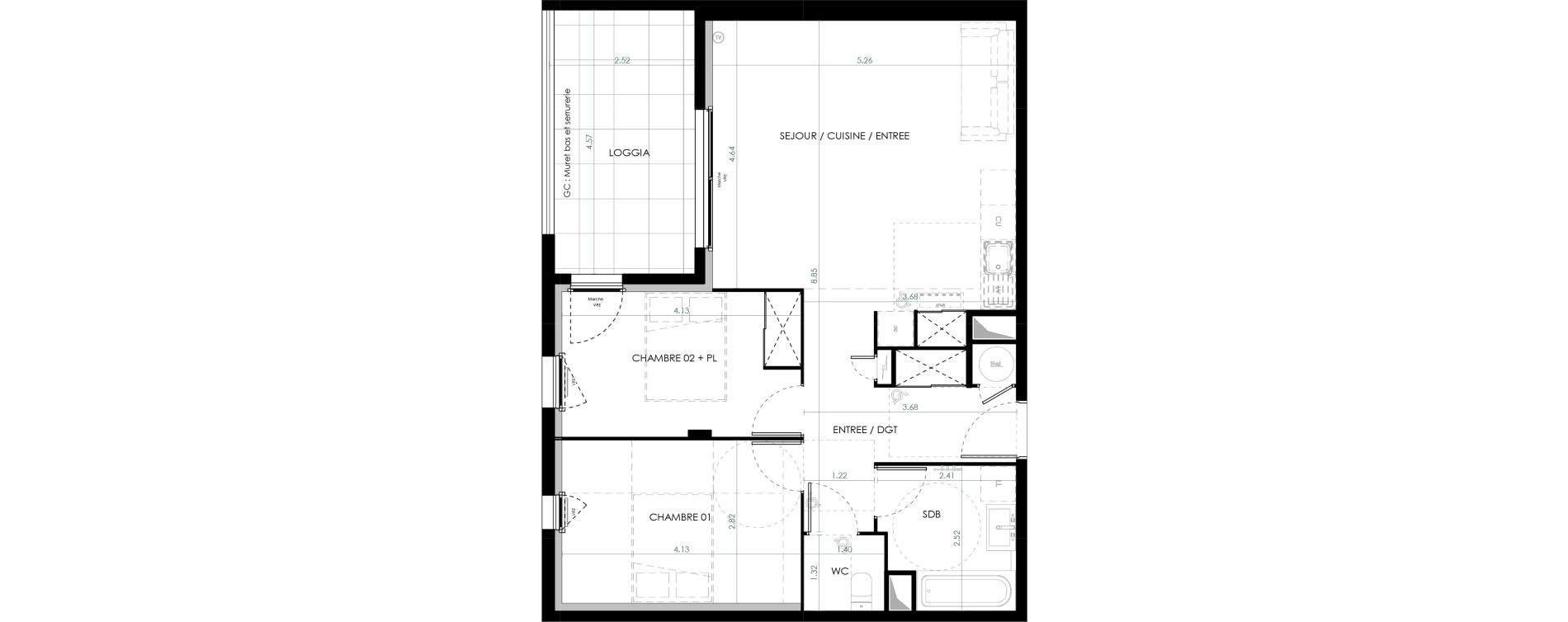 Appartement T3 de 65,33 m2 &agrave; Saint-Cl&eacute;ment-De-Rivi&egrave;re Centre