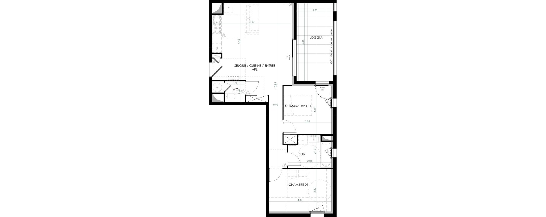 Appartement T3 de 64,29 m2 &agrave; Saint-Cl&eacute;ment-De-Rivi&egrave;re Centre