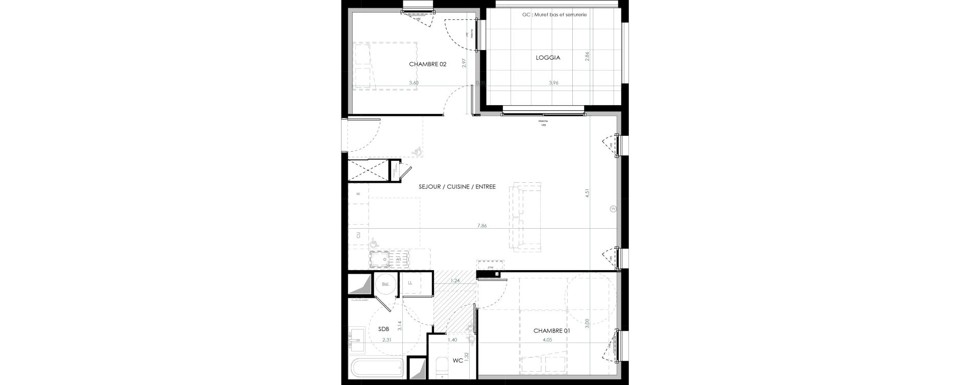 Appartement T3 de 68,50 m2 &agrave; Saint-Cl&eacute;ment-De-Rivi&egrave;re Centre