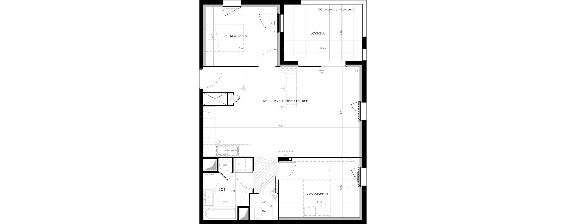Appartement T3 de 68,51 m2 &agrave; Saint-Cl&eacute;ment-De-Rivi&egrave;re Centre