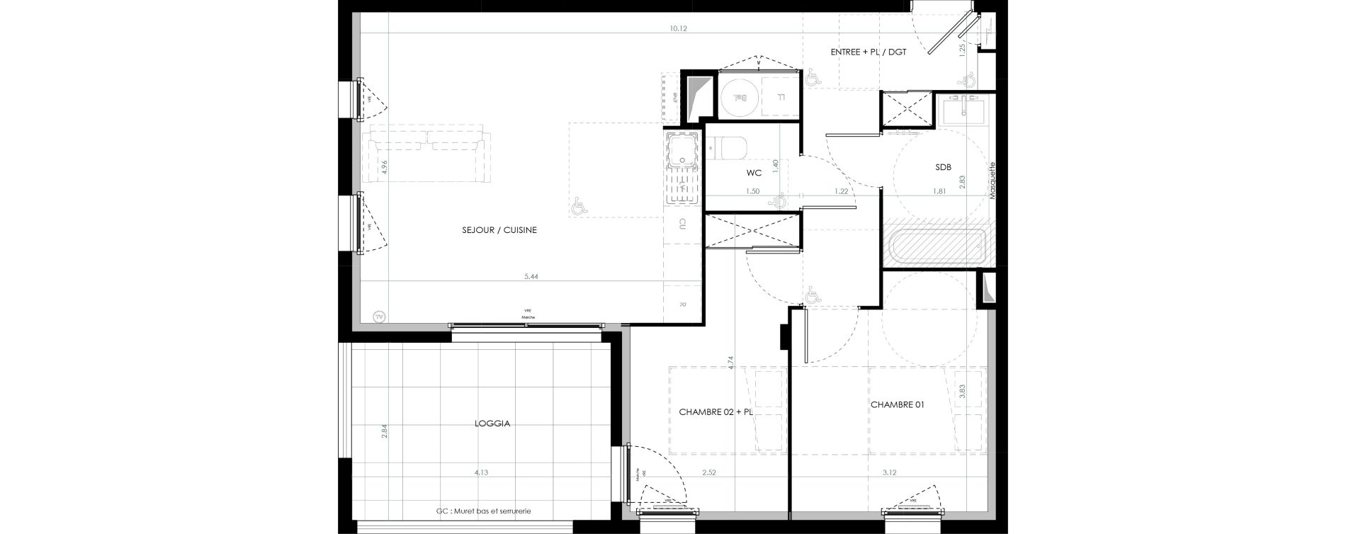 Appartement T3 de 65,14 m2 &agrave; Saint-Cl&eacute;ment-De-Rivi&egrave;re Centre
