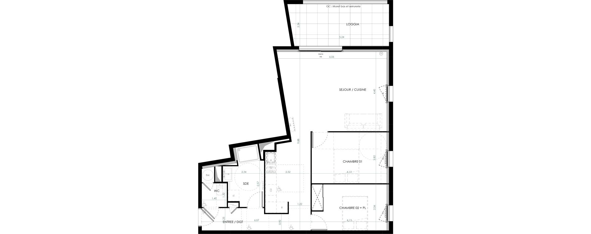 Appartement T3 de 72,62 m2 &agrave; Saint-Cl&eacute;ment-De-Rivi&egrave;re Centre