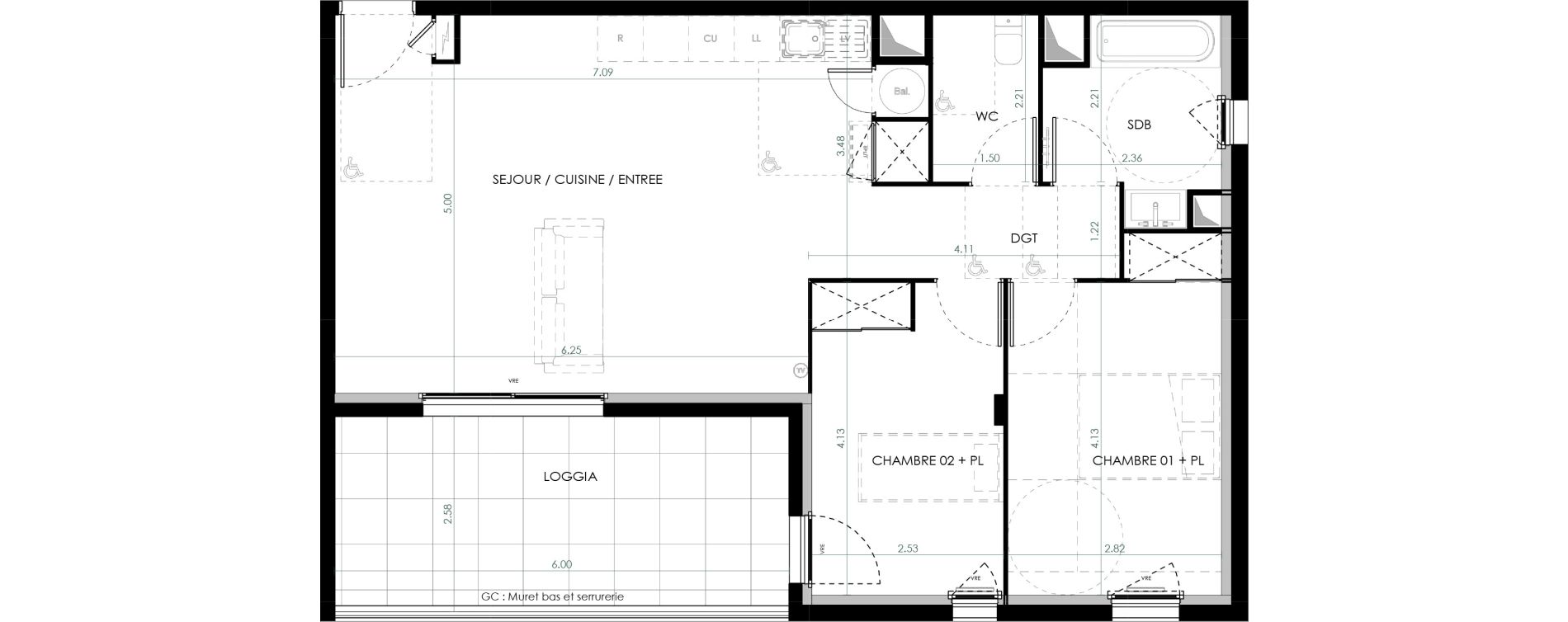 Appartement T3 de 70,41 m2 &agrave; Saint-Cl&eacute;ment-De-Rivi&egrave;re Centre
