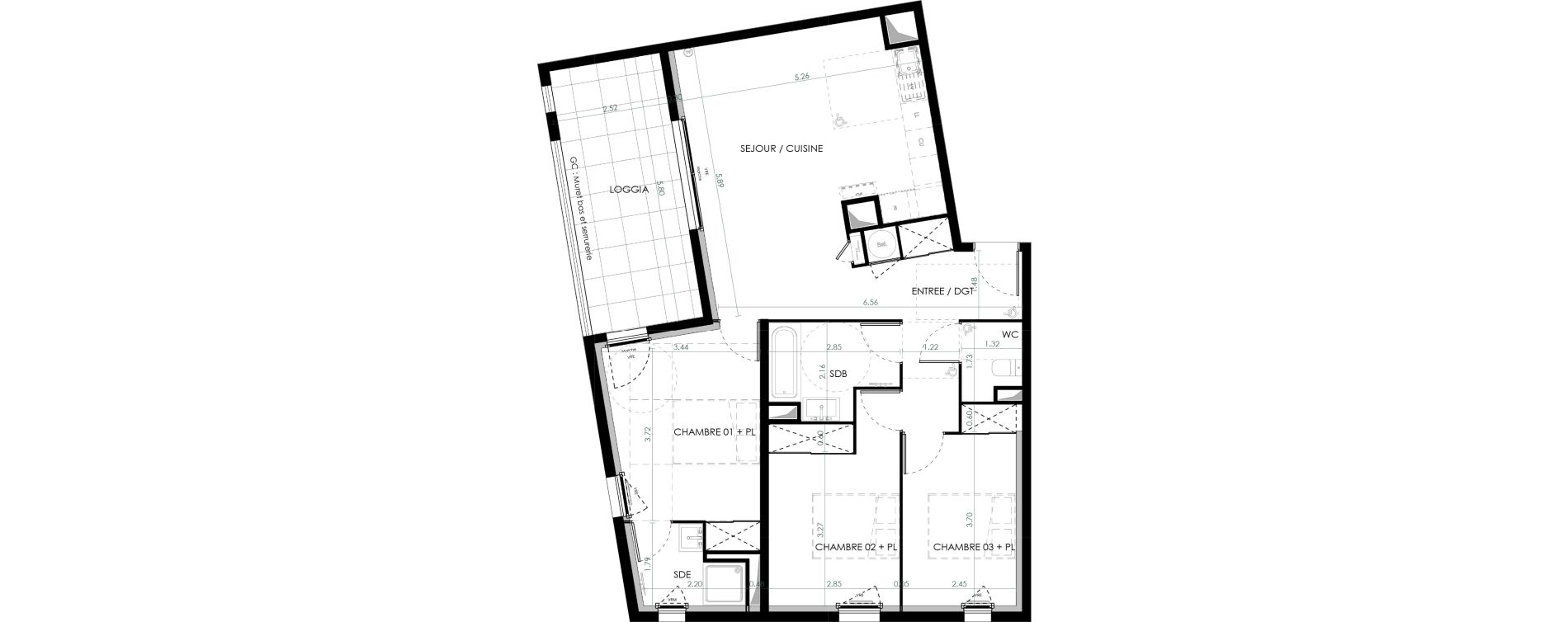 Appartement T4 de 82,58 m2 &agrave; Saint-Cl&eacute;ment-De-Rivi&egrave;re Centre