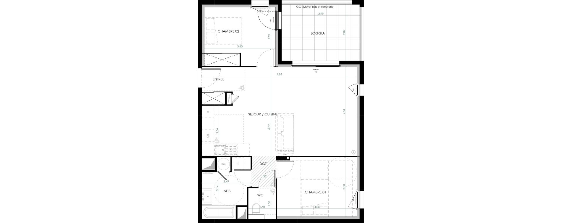 Appartement T3 de 68,27 m2 &agrave; Saint-Cl&eacute;ment-De-Rivi&egrave;re Centre