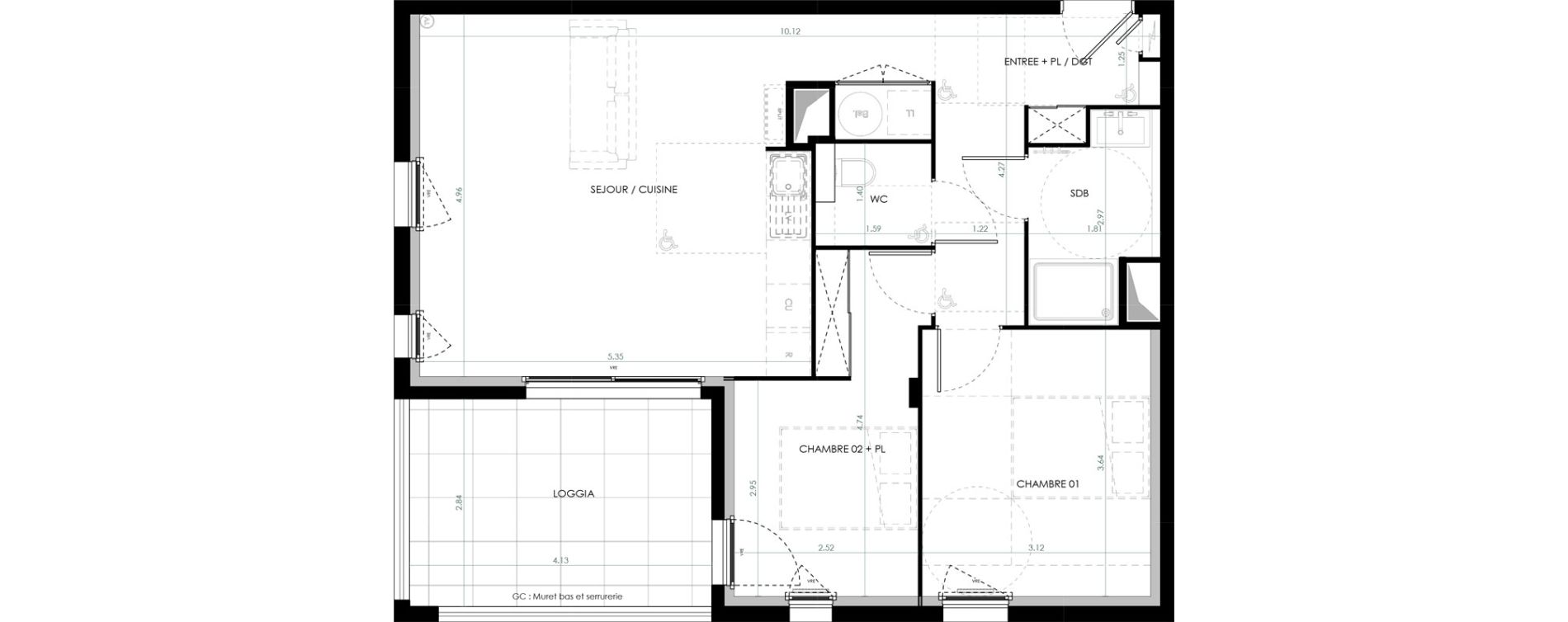 Appartement T3 de 64,46 m2 &agrave; Saint-Cl&eacute;ment-De-Rivi&egrave;re Centre