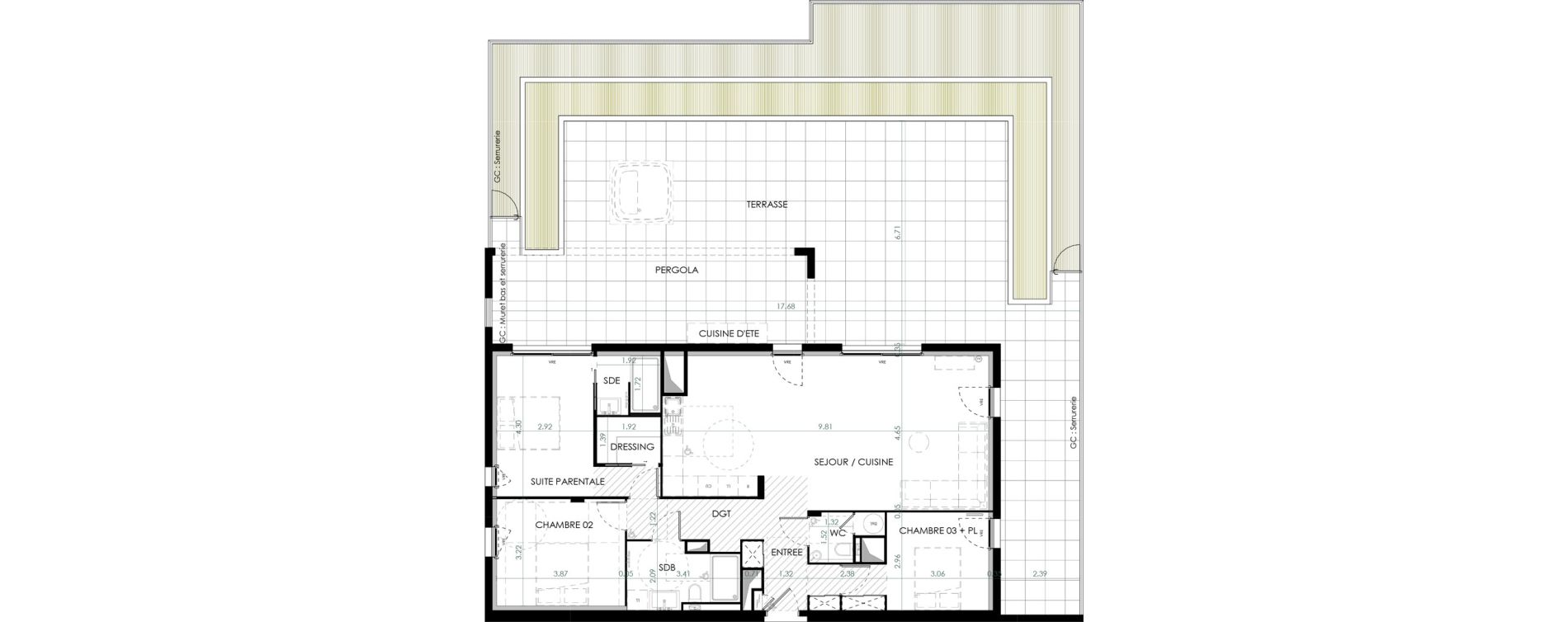 Appartement T4 de 106,83 m2 &agrave; Saint-Cl&eacute;ment-De-Rivi&egrave;re Centre