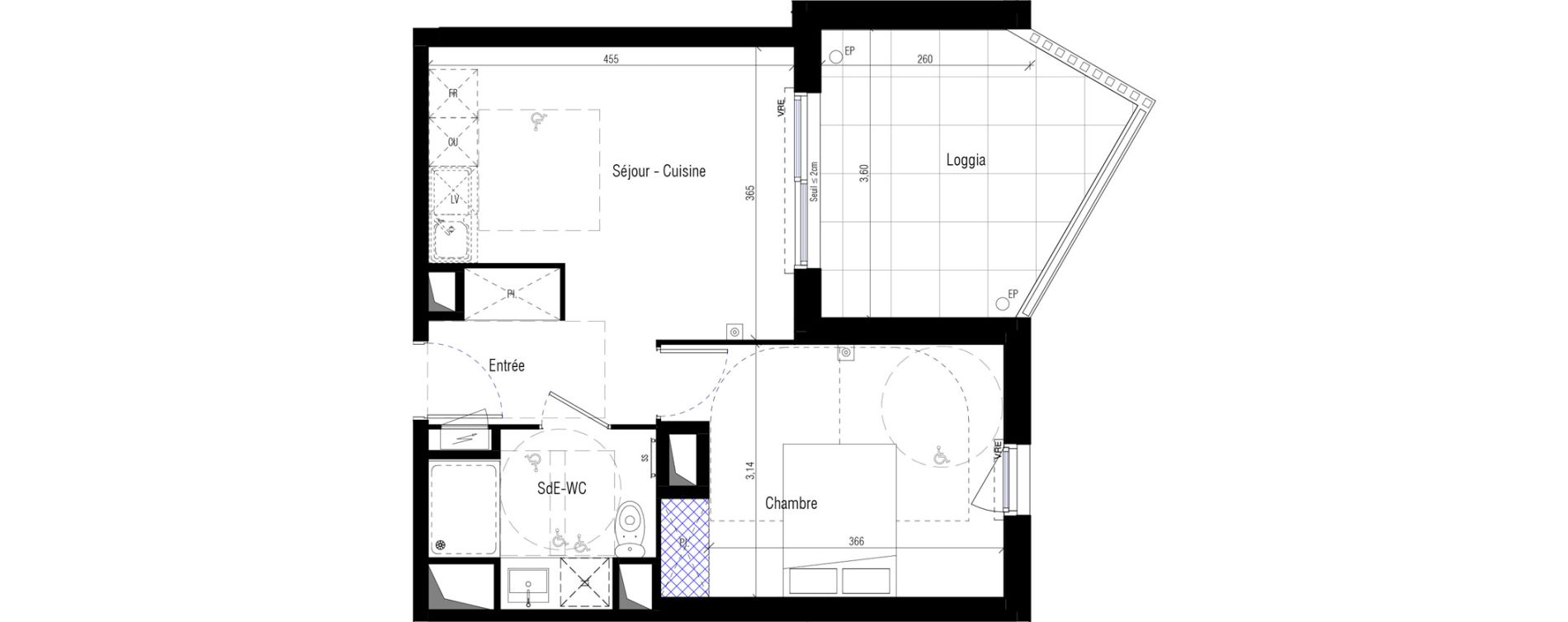 Appartement T2 de 36,90 m2 &agrave; Saint-G&eacute;ly-Du-Fesc Centre