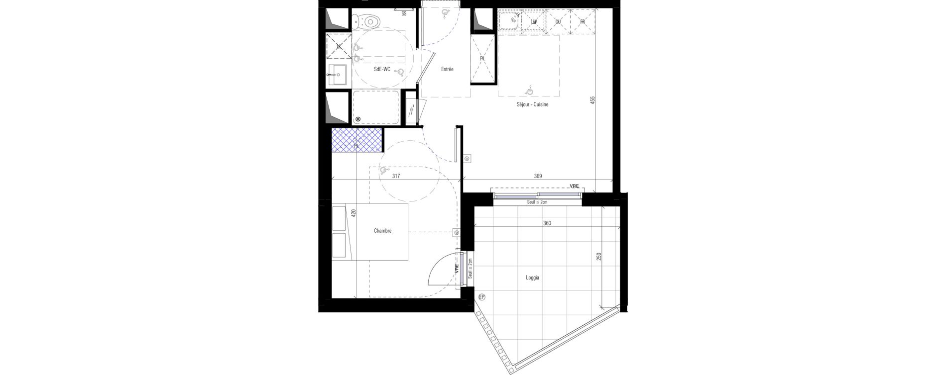 Appartement T2 de 37,60 m2 &agrave; Saint-G&eacute;ly-Du-Fesc Centre