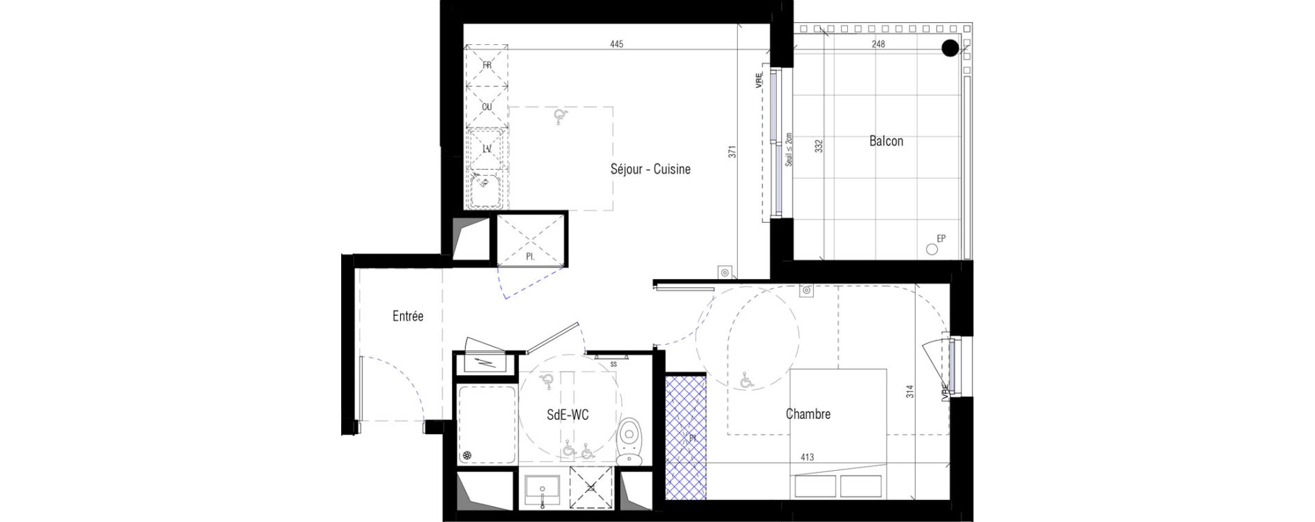 Appartement T2 de 40,20 m2 &agrave; Saint-G&eacute;ly-Du-Fesc Centre